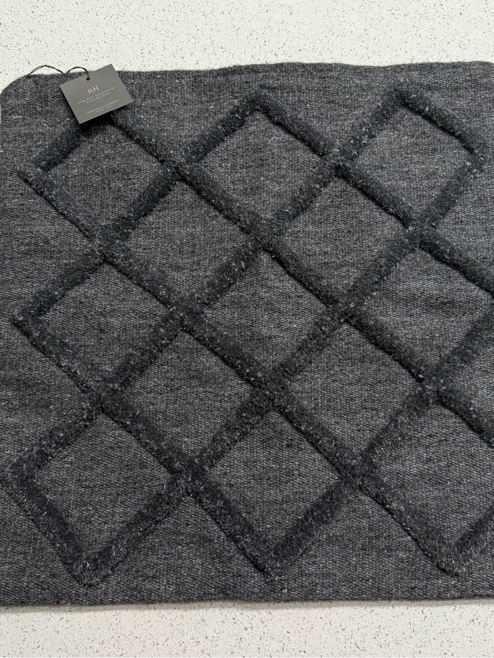 Restoration Hardware Charcoal Quilted Diamond Accent Pillow Cover 22x22